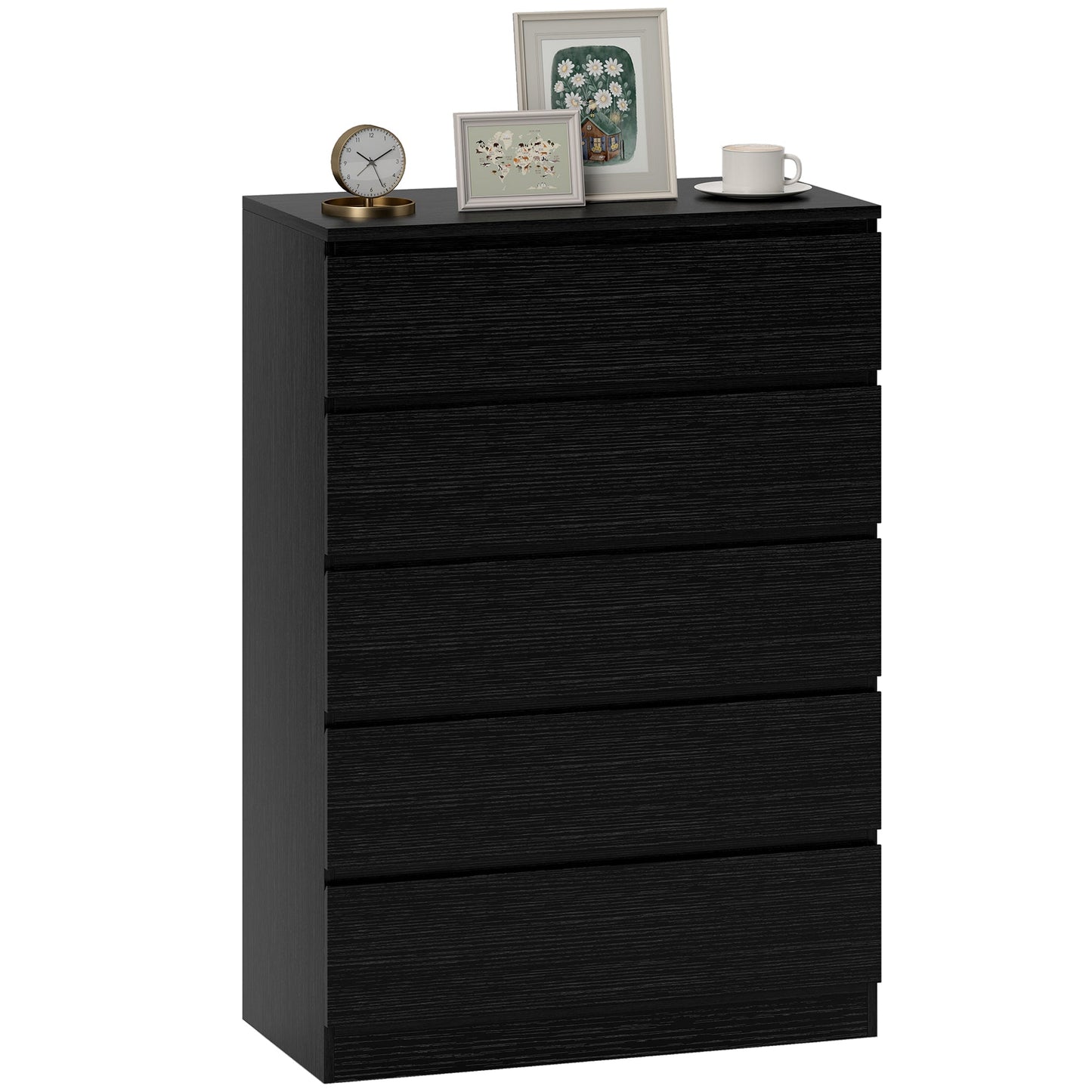 Chest of Drawers, 5 Drawer Dresser, Modern Storage Cabinet with 5 Drawers, for Bedroom, Living Room, Black