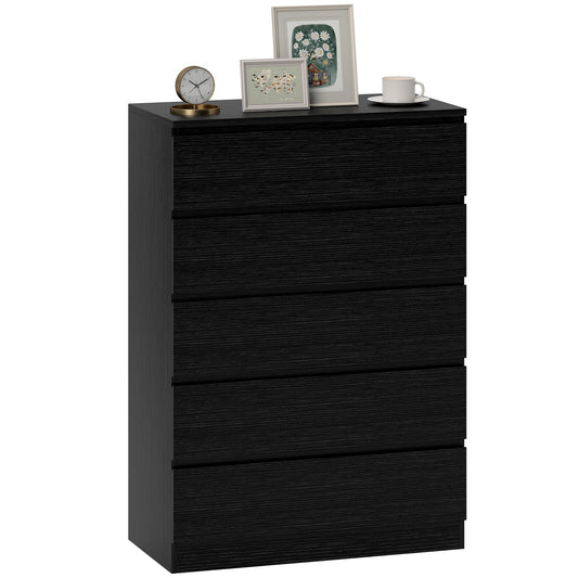 Chest of Drawers, 5 Drawer Dresser, Modern Storage Cabinet with 5 Drawers, for Bedroom, Living Room, Black