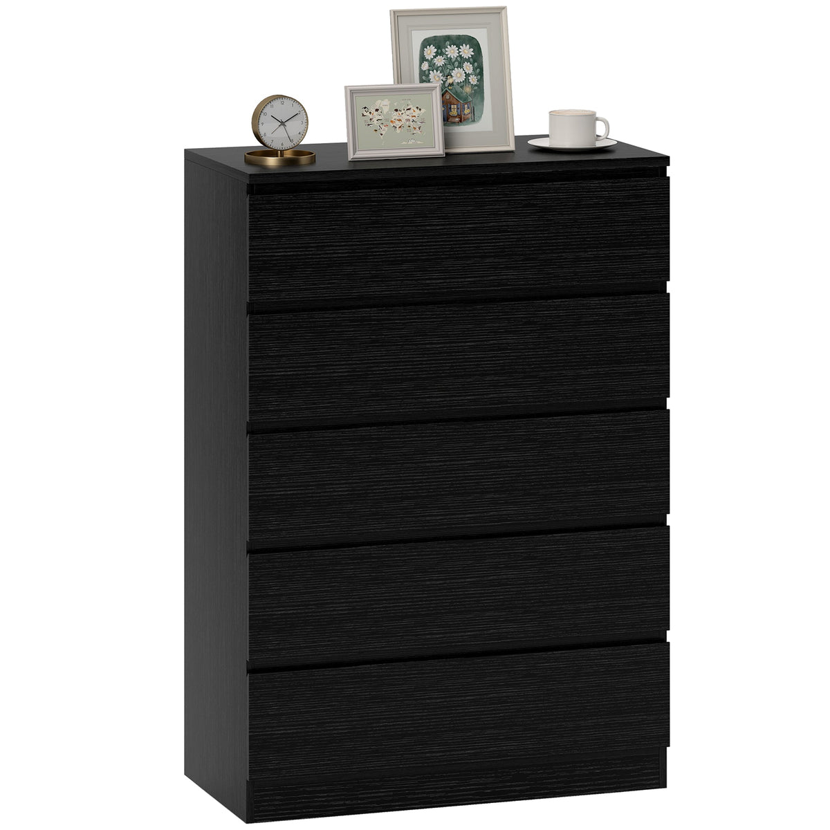 Chest of Drawers, 5 Drawer Dresser, Modern Storage Cabinet with 5 Drawers, for Bedroom, Living Room, Black