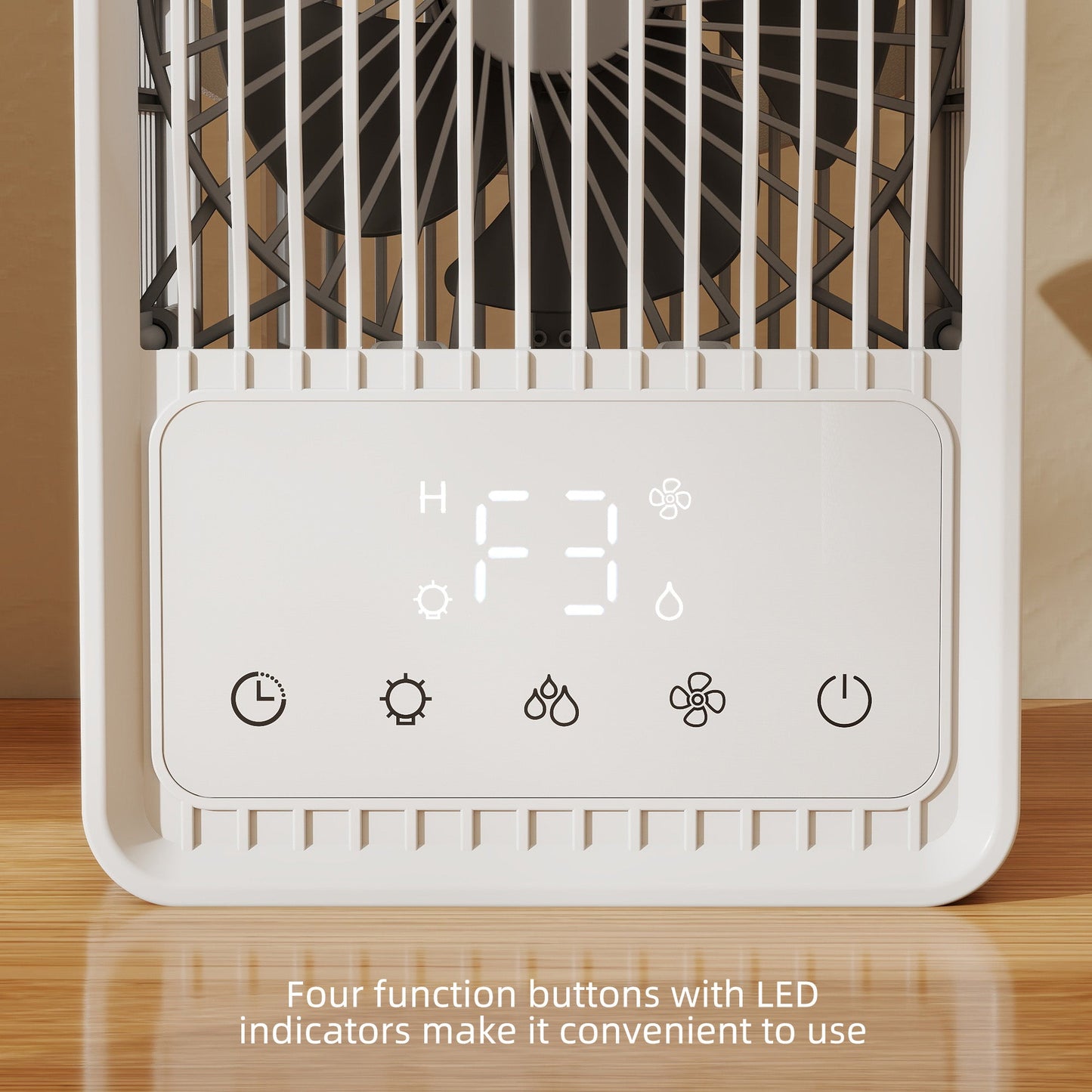 23.2 cm Desk Fan with Humidifier, 3-Speed Table Fan with 550ml Water Tank, Small Fan with RGB Light for Bedroom, Home Office, White
