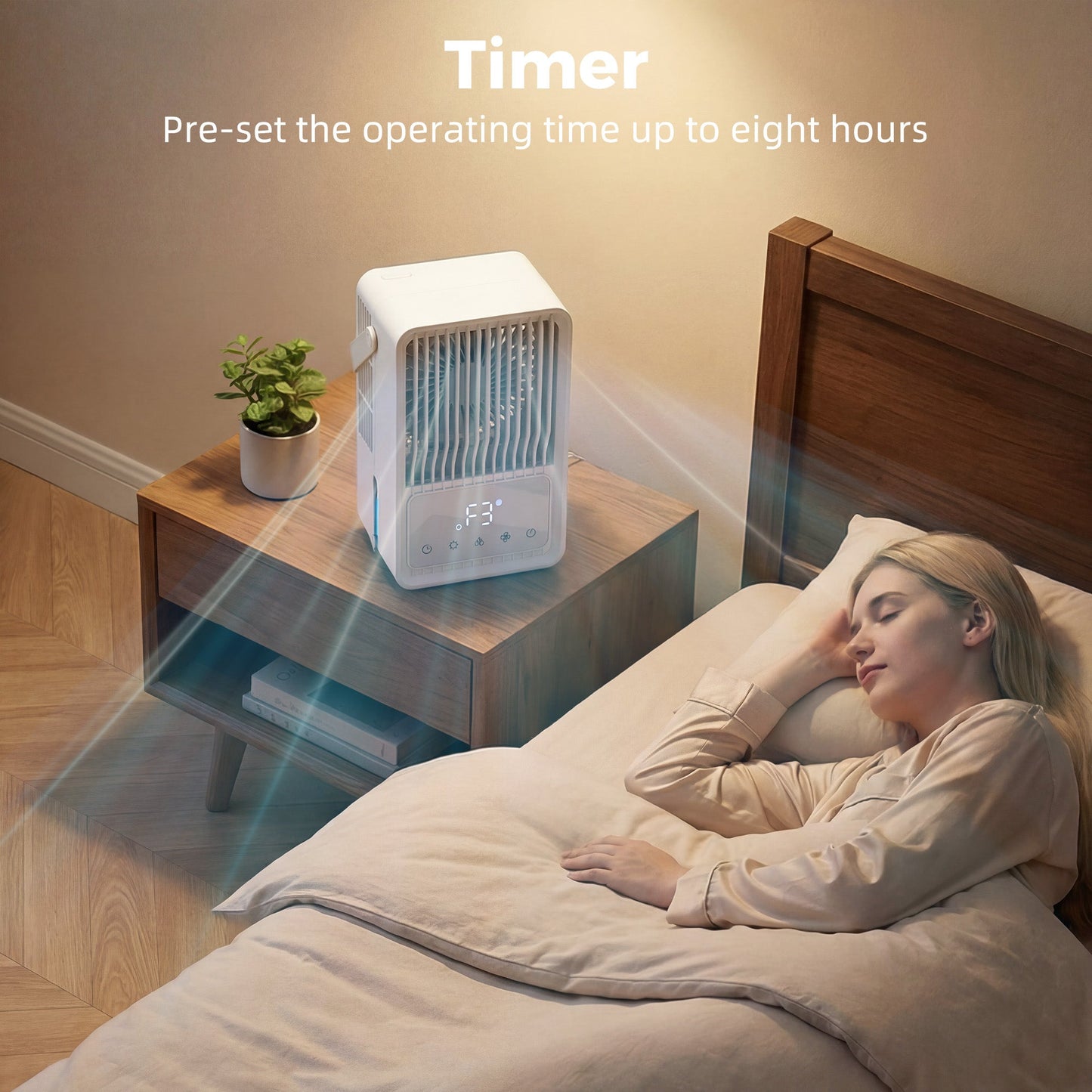 23.2 cm Desk Fan with Humidifier, 3-Speed Table Fan with 550ml Water Tank, Small Fan with RGB Light for Bedroom, Home Office, White