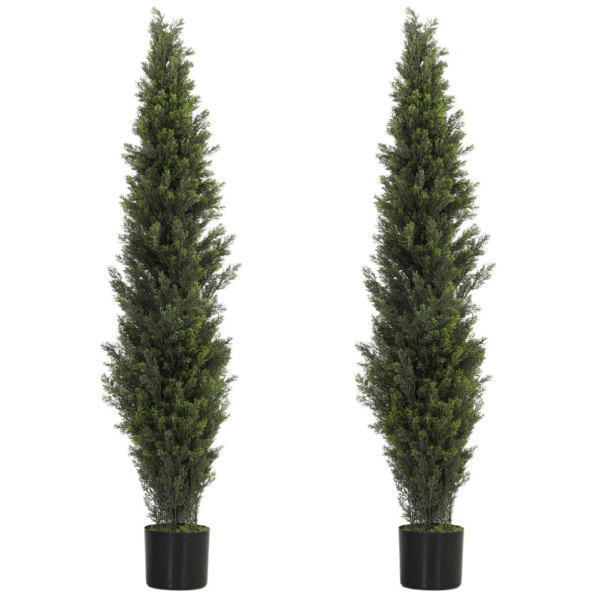 Set of 2 Decorative Artificial Plants Cypress in Weighted Pot, 150 cm Tall Fake Plant with 2035 Leaves for Home Indoor Outdoor Decor