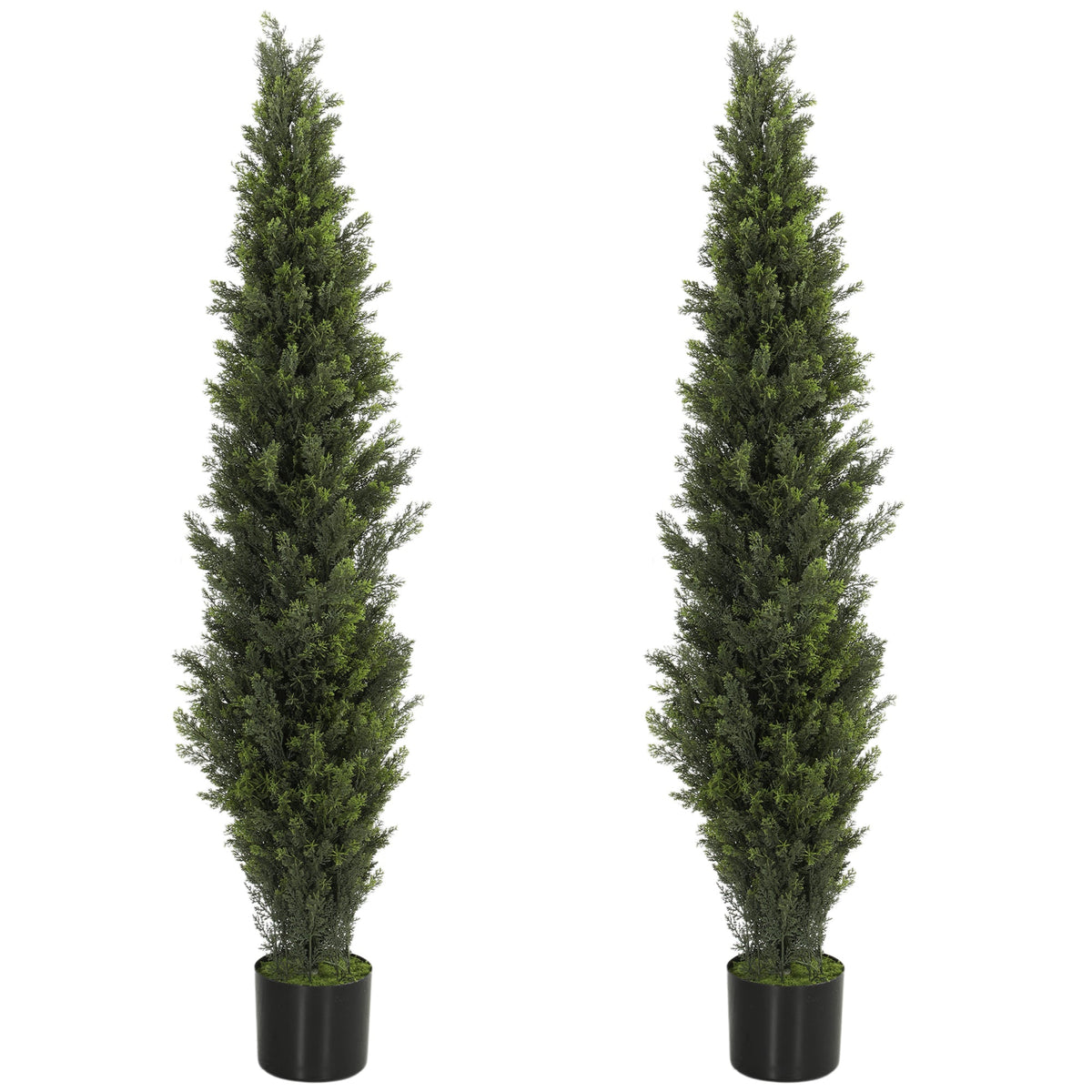 Set of 2 Decorative Artificial Plants Cypress in Weighted Pot, 150 cm Tall Fake Plant with 2035 Leaves for Home Indoor Outdoor Decor