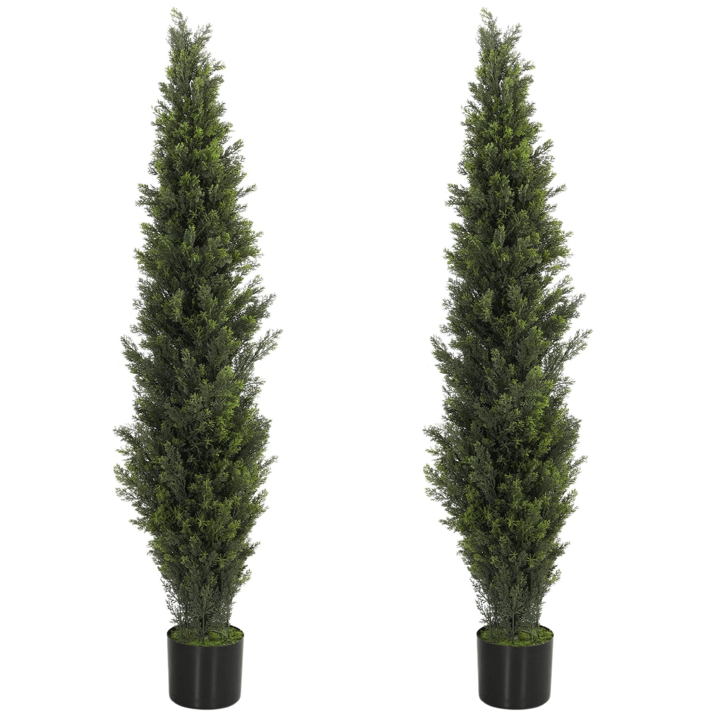 Set of 2 Decorative Artificial Plants Cypress in Weighted Pot, 150 cm Tall Fake Plant with 2035 Leaves for Home Indoor Outdoor Decor