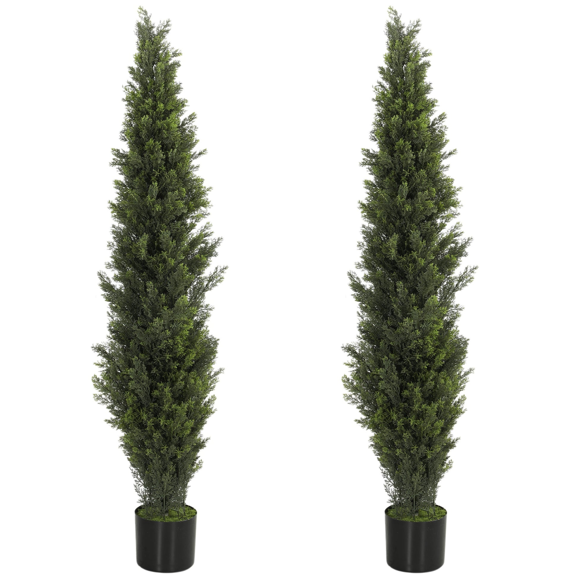 Set of 2 Decorative Artificial Plants Cypress in Weighted Pot, 150 cm Tall Fake Plant with 2035 Leaves for Home Indoor Outdoor Decor
