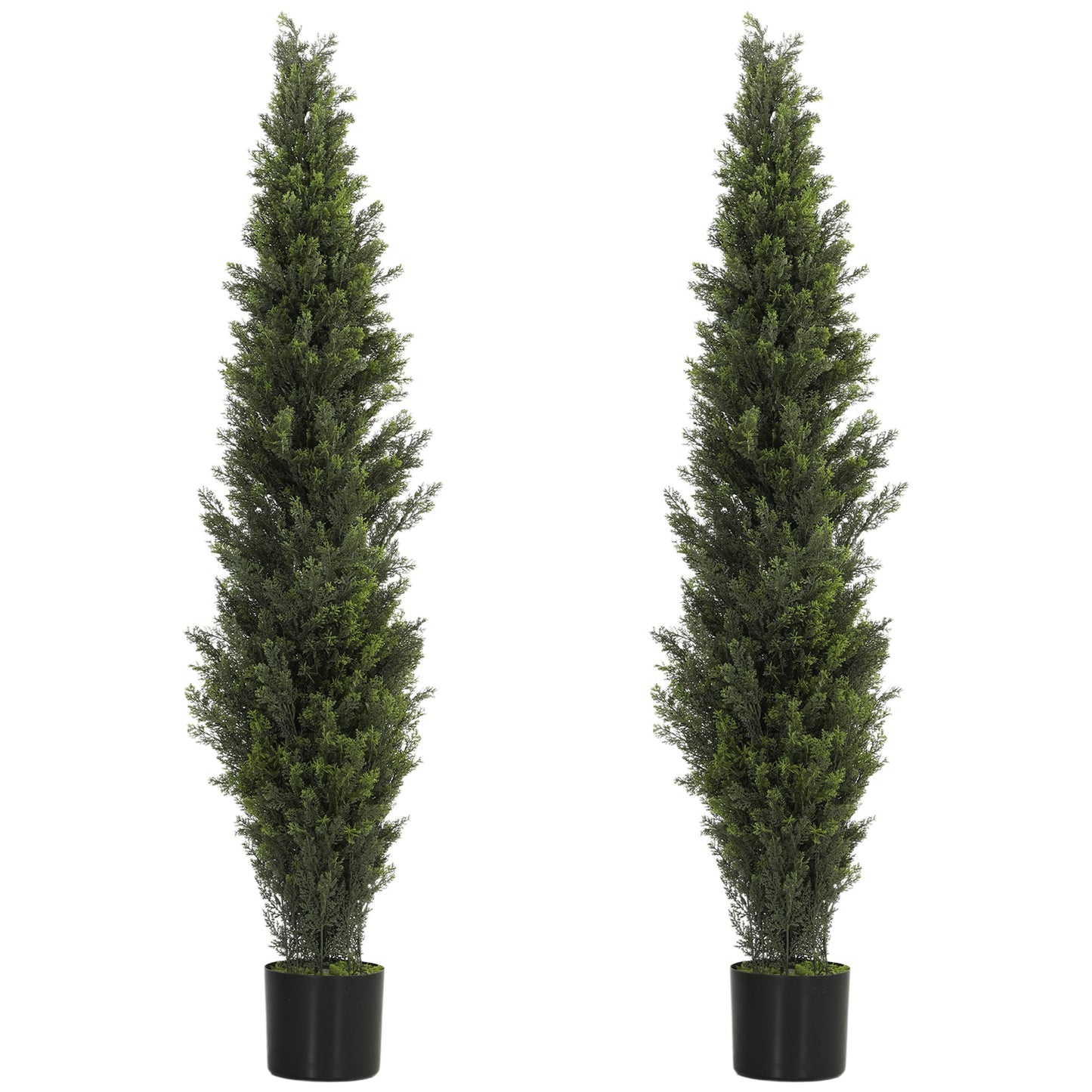 Set of 2 Decorative Artificial Plants Cypress in Weighted Pot, 150 cm Tall Fake Plant with 2035 Leaves for Home Indoor Outdoor Decor