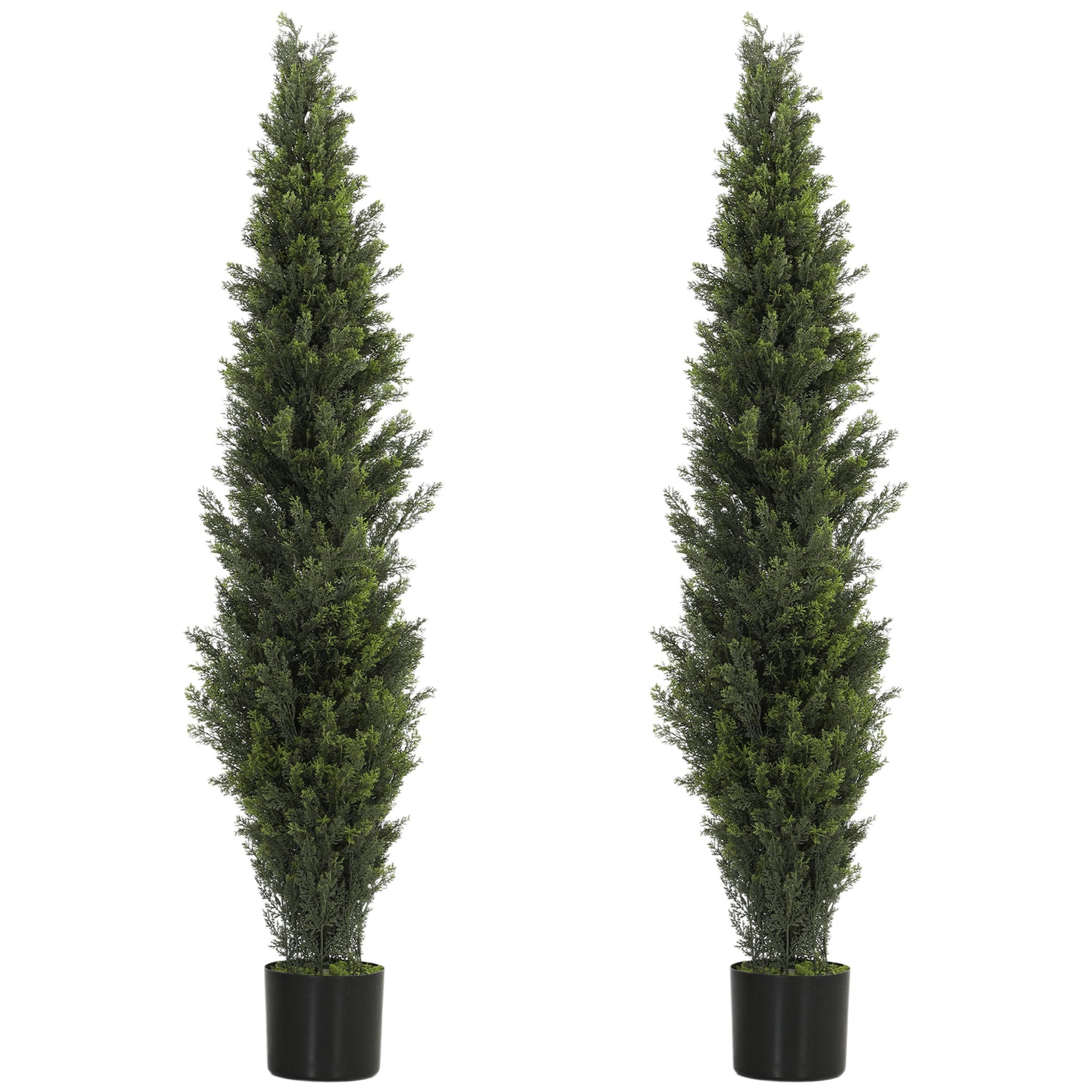 Set of 2 Decorative Artificial Plants Cypress in Weighted Pot, 150 cm Tall Fake Plant with 2035 Leaves for Home Indoor Outdoor Decor