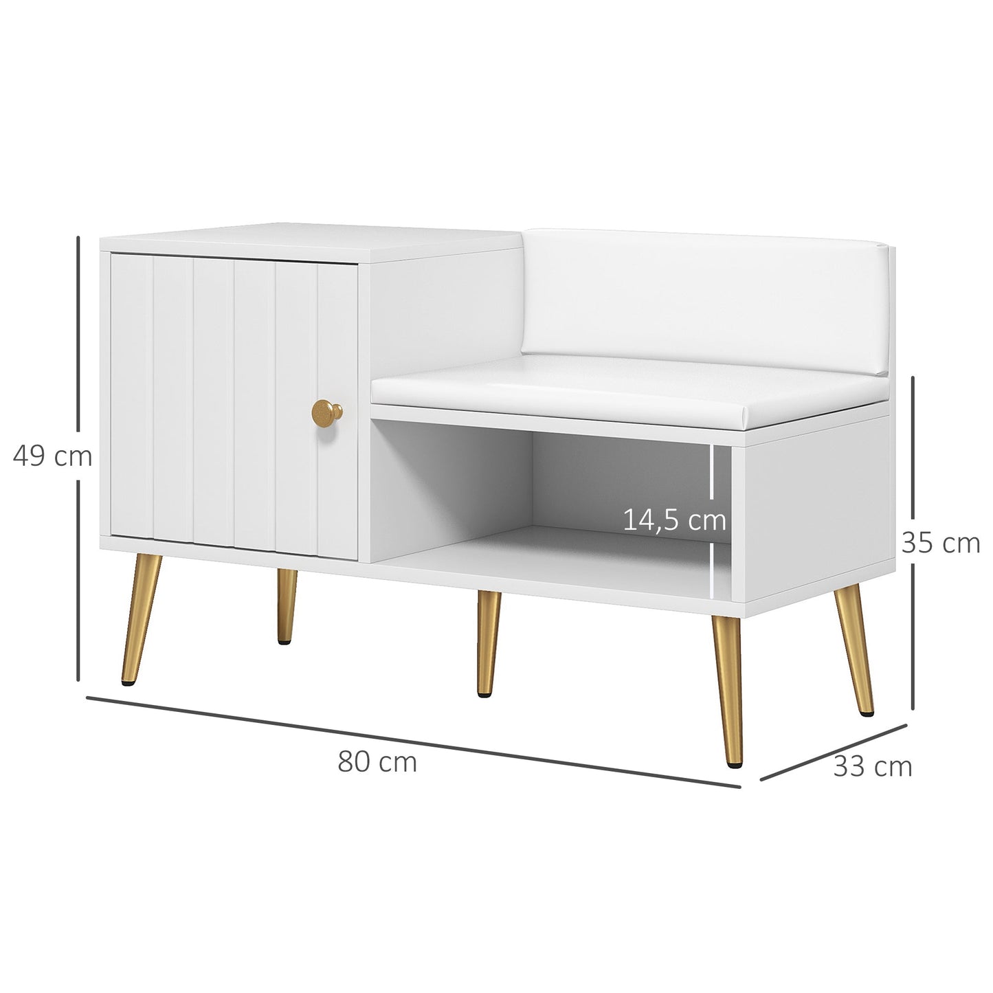 HOMCOM Shoe Bench with Storage, Shoe Cabinet with Seating Cushion, Open Compartment and Table Top for Entryway, Hallway, White