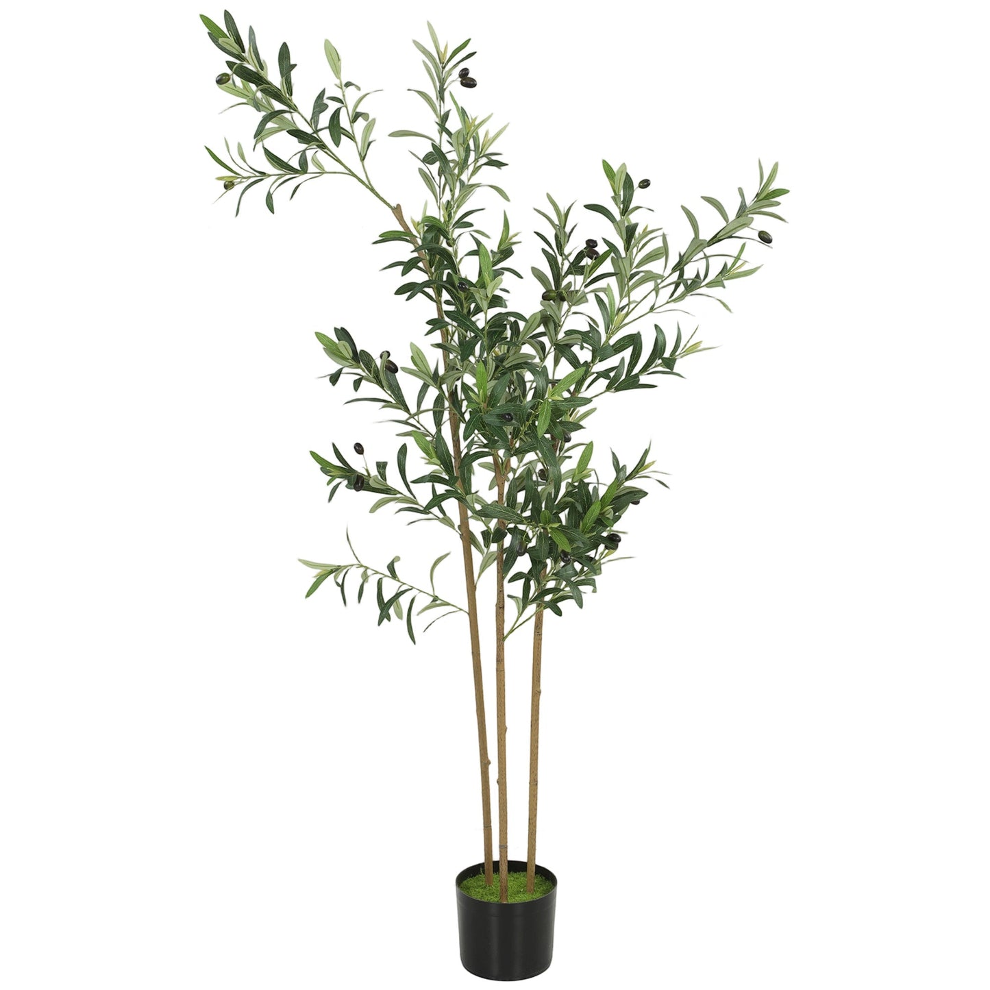 148 cm Decorative Artificial Plant, Silk Olive Tree with 553 Leaves in Cement Pot, Fake Plant for Home, Office, Living Room, Indoor Decor