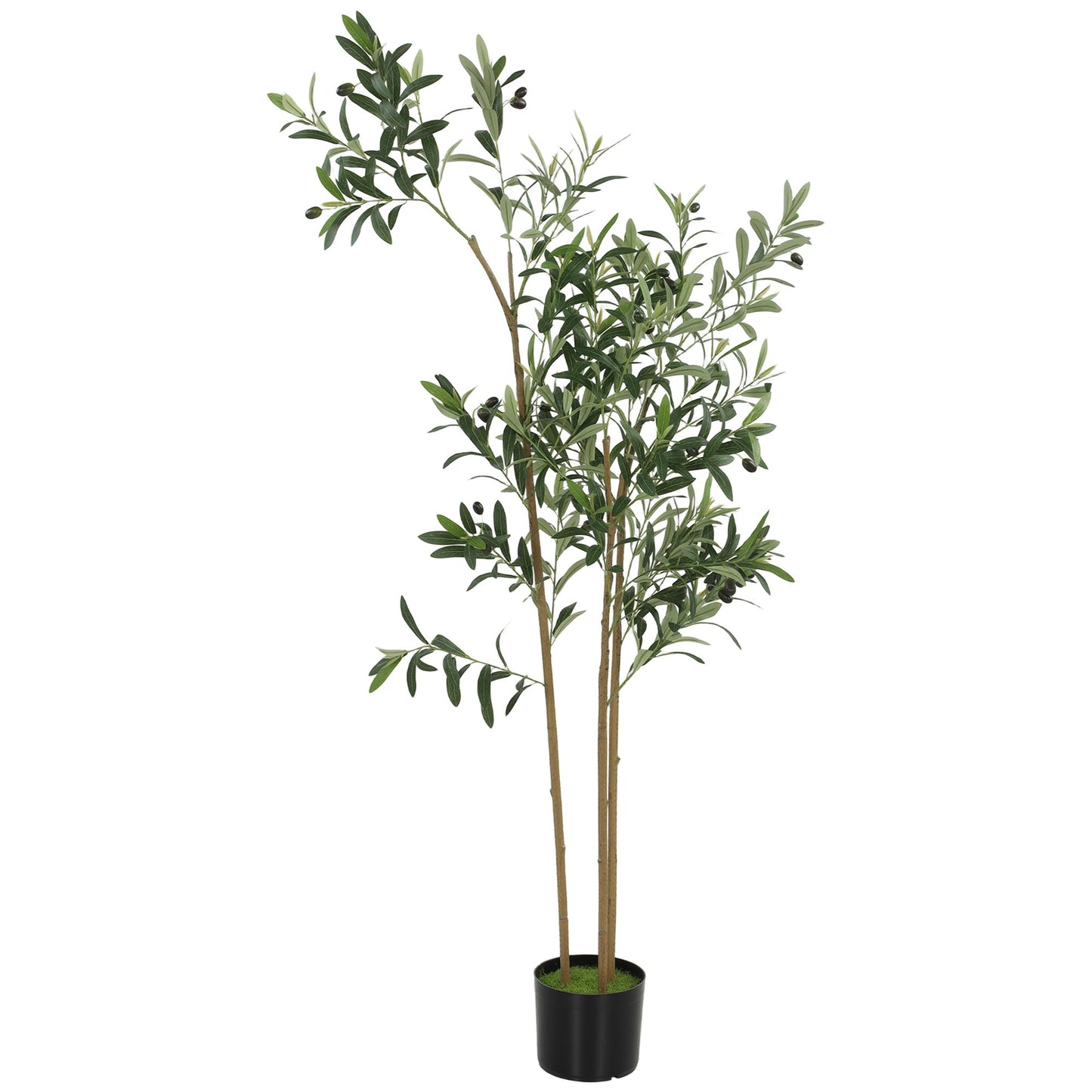 148 cm Decorative Artificial Plant, Silk Olive Tree with 553 Leaves in Cement Pot, Fake Plant for Home, Office, Living Room, Indoor Decor