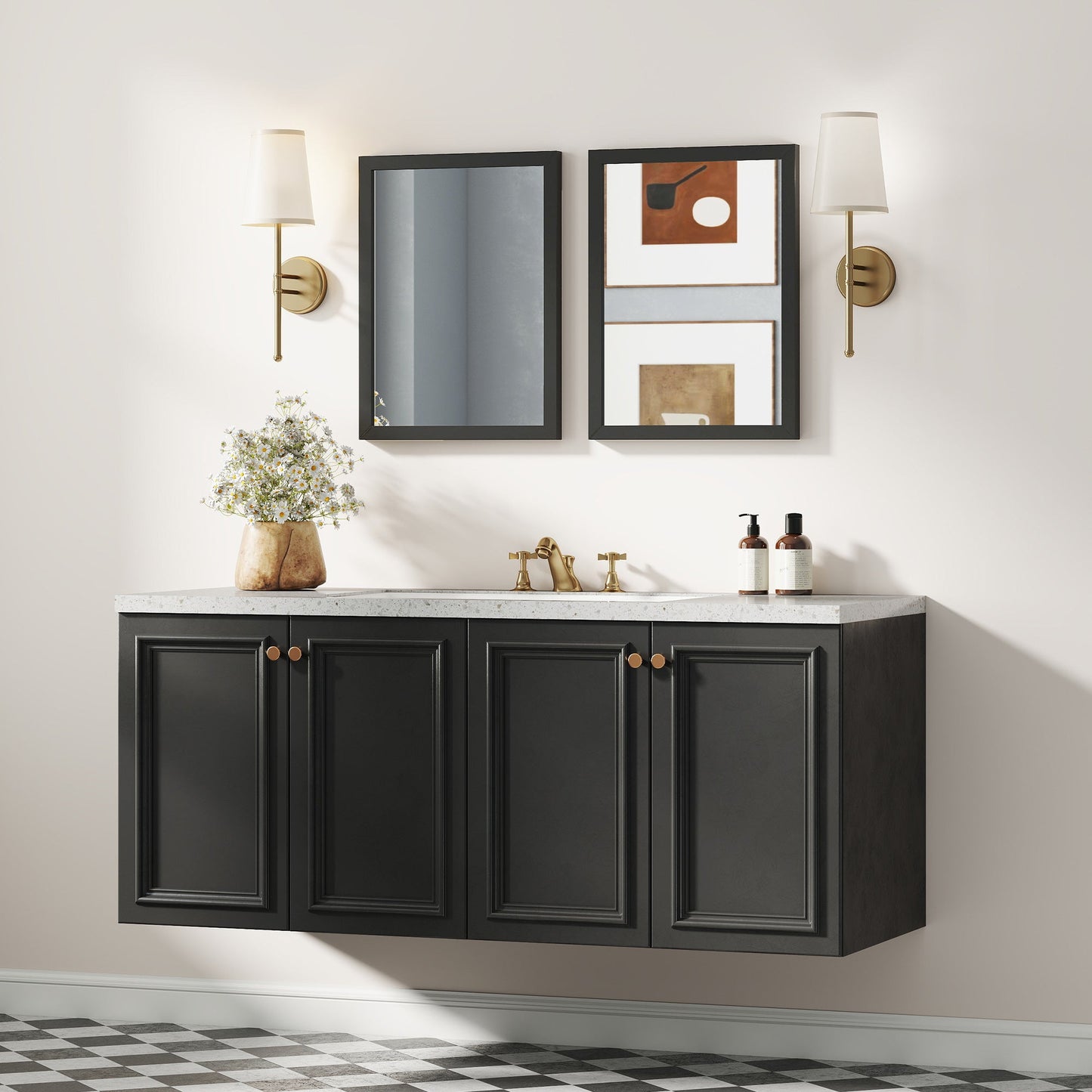 Decorative Rectangular Wall Mirror, 40W x 30H cm Wall-Mounted Bathroom Mirror for Living Room, Bedroom, Hallway, Set of 2, Black