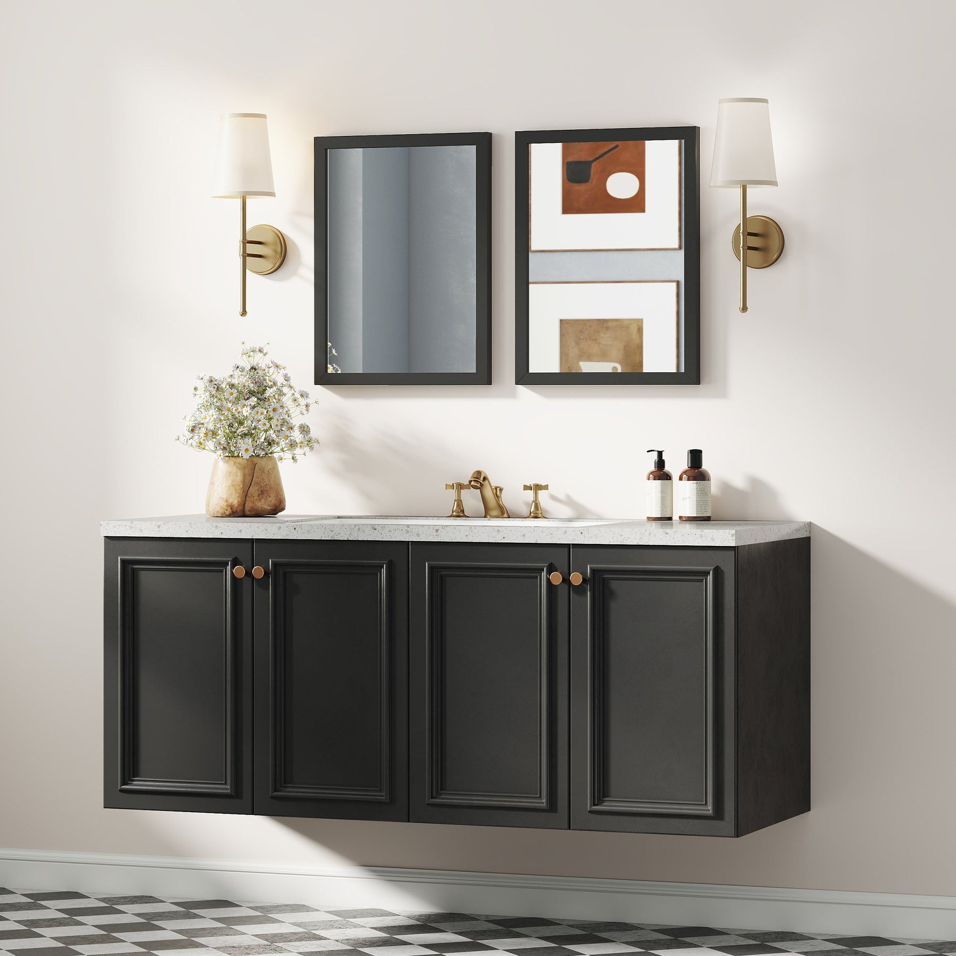 Decorative Rectangular Wall Mirror, 40W x 30H cm Wall-Mounted Bathroom Mirror for Living Room, Bedroom, Hallway, Set of 2, Black