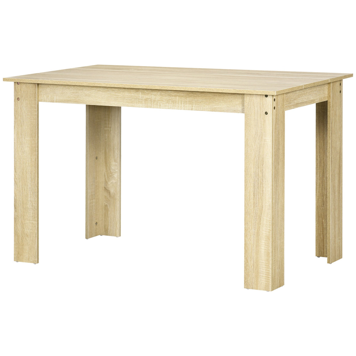 Dining Table for 4 to 6, 120W x 69D x 75H cm, Modern Kitchen Table with Wood Effect Tabletop for Dining Room, Kitchen, Living Room, Oak