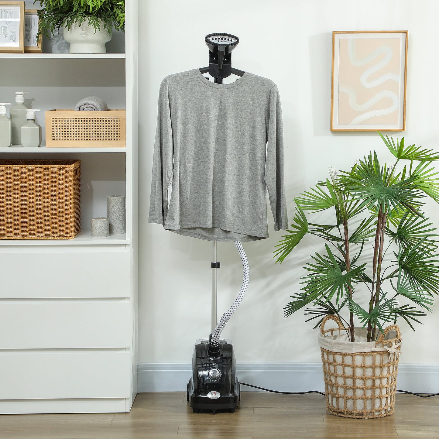 Clothes Steamer, Fabric Garment Steamer for Hanging, with Adjustable Telescopic Pole 41-110 cm, 1.4L, 1950W, 11 Level Steam Adjustment, Black